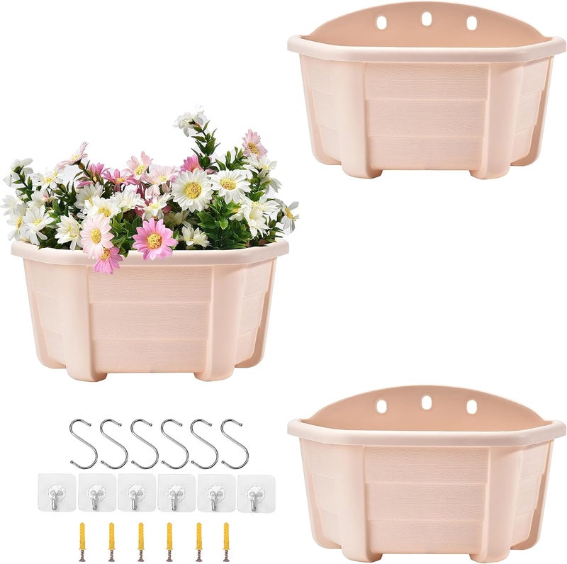 ORIMERC 9.8 inch Wood Imitated Wall Planter Pots for Indoor Plants, Wall Hanging Planters Living Wall Planter Indoor Outdoor Vertical Wall Mounted Planter for Your Green Plants, Beige (3 Pack) - Image 1